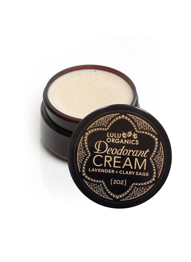 Lulu Organics - Natural Deodorant Cream – Aluminum and Cruelty Free, Long Lasting Odor for Women and Men, Vegan Formula, Gentle on Sensitive Skin, Non Toxic and Eco-Friendly, Lavender & Clary Sage, 2oz - Image 1