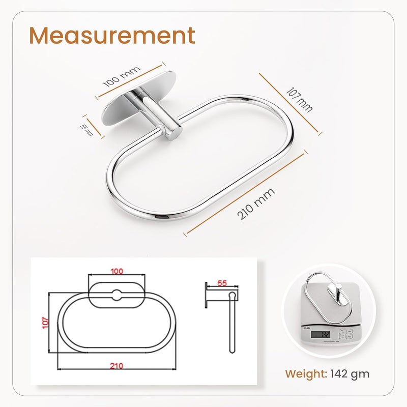 fixeify Self Adhesive Towel Ring for Bathroom & Wash Basin | Stainless Steel SS304 Napkin Holder | Chrome Finish No Drill Towel Hanger | Bathroom Accessories & Hand Towel Holder (Towel Ring) - Image 2