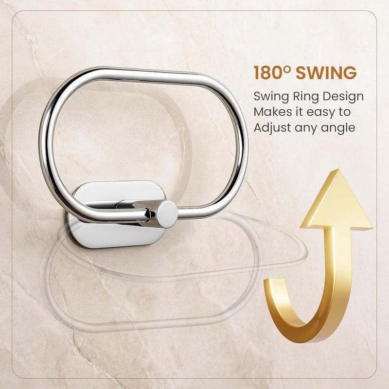 fixeify Self Adhesive Towel Ring for Bathroom & Wash Basin | Stainless Steel SS304 Napkin Holder | Chrome Finish No Drill Towel Hanger | Bathroom Accessories & Hand Towel Holder (Towel Ring) - Image 3