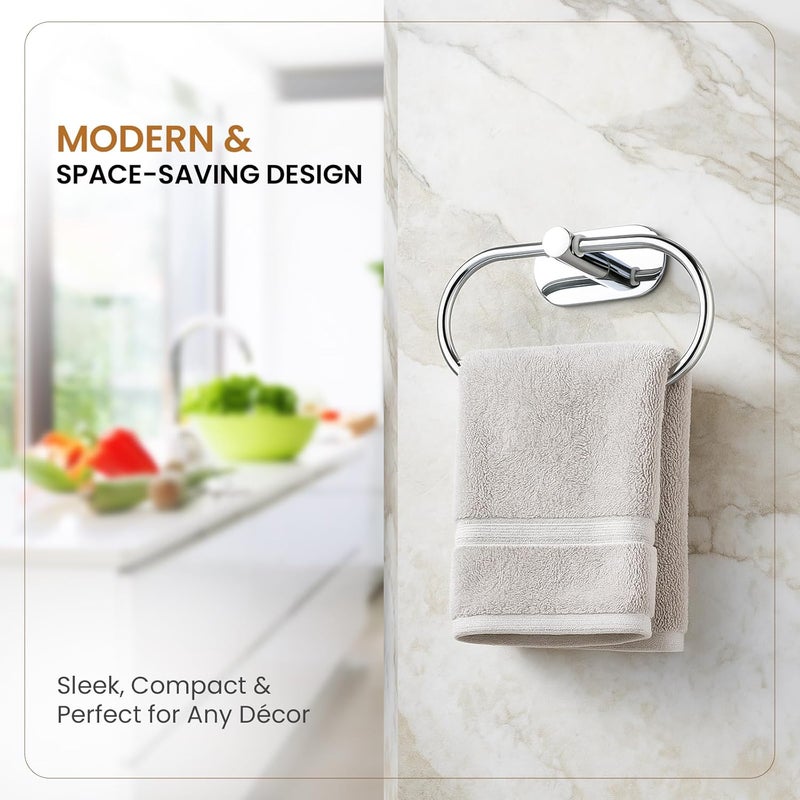 fixeify Self Adhesive Towel Ring for Bathroom & Wash Basin | Stainless Steel SS304 Napkin Holder | Chrome Finish No Drill Towel Hanger | Bathroom Accessories & Hand Towel Holder (Towel Ring) - Image 5