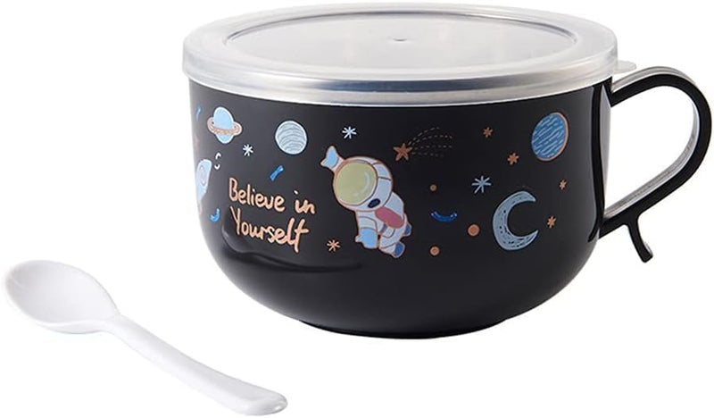 SNAPCOM Noodles Bowl with Handle Instant Noodle Cup Large Capacity Student Lunch Box Dormitory Fast Food Cup Curry Bow Snack Bowl Used for Serving Pasta use for Home Kitchen Picnic Camping 1 pcs - Image 1