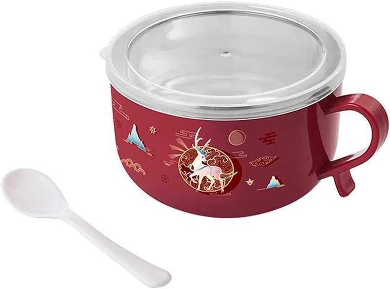 SNAPCOM Noodles Bowl with Handle Instant Noodle Cup Large Capacity Student Lunch Box Dormitory Fast Food Cup Curry Bow Snack Bowl Used for Serving Pasta use for Home Kitchen Picnic Camping 1 pcs - Image 5