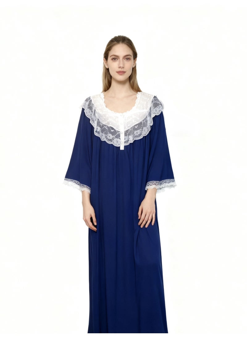 Orchid Women Lace Long-Sleeved Sleepshirt-Princess Style Home Wear - Image 1