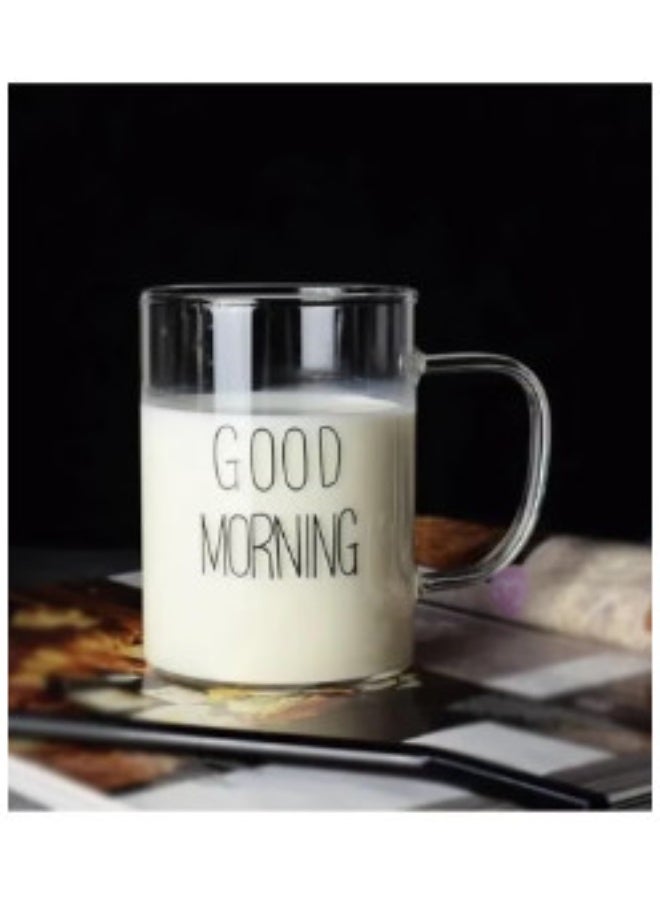 Clear Glass Mug Printed Good Morning Suitable for Hot and Cold Drinks and Juices 300ML