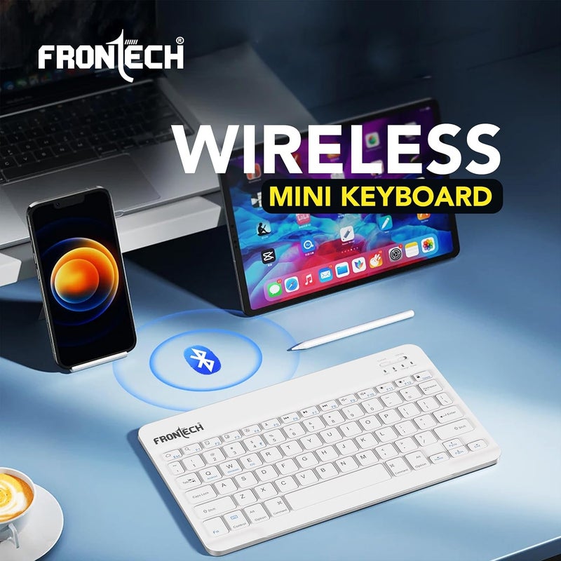 FRONTECH Wireless Mini Keyboard - 78 Keys, Bluetooth Connectivity, Rechargeable, Ultra Slim, Compact Design 1 Year Warranty (FT-1603AW) - Image 2