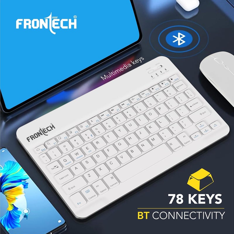 FRONTECH Wireless Mini Keyboard - 78 Keys, Bluetooth Connectivity, Rechargeable, Ultra Slim, Compact Design 1 Year Warranty (FT-1603AW) - Image 3