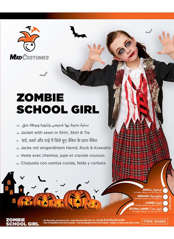 Mad Costumes - Zombie School Girl Red Kids Halloween Costume - Image 1