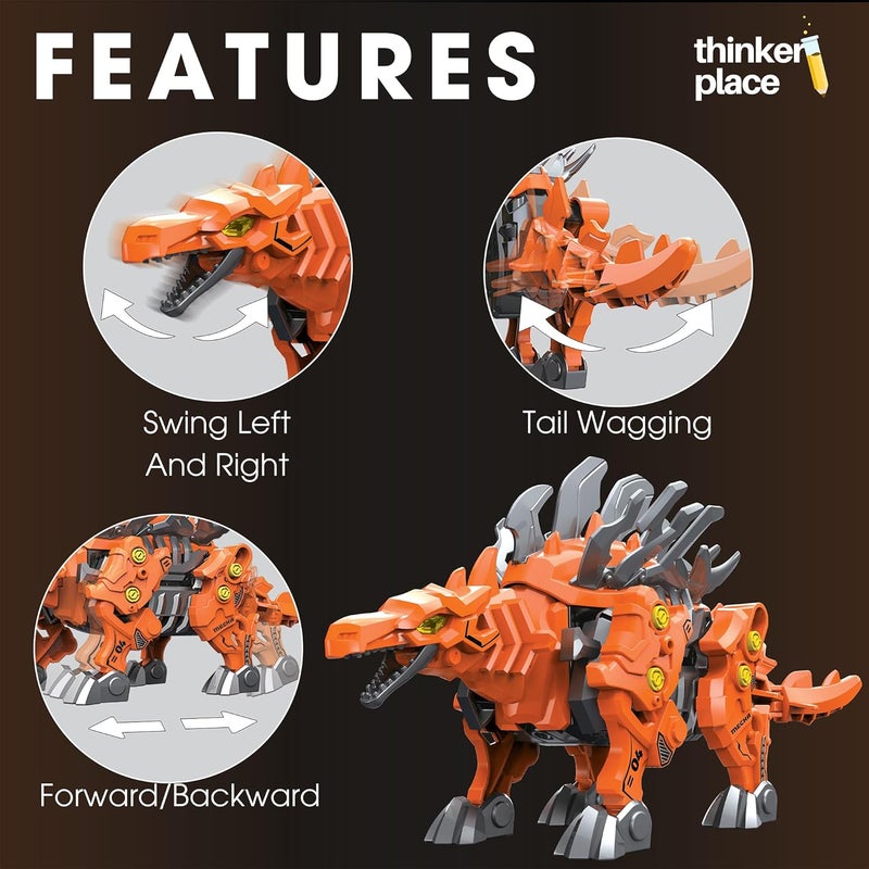 ThinkerPlace DIY Remote Control Dino – Stegosaurus Model Kit | RC Dino | STEM Learning Toy for Kids 6+ - Image 2