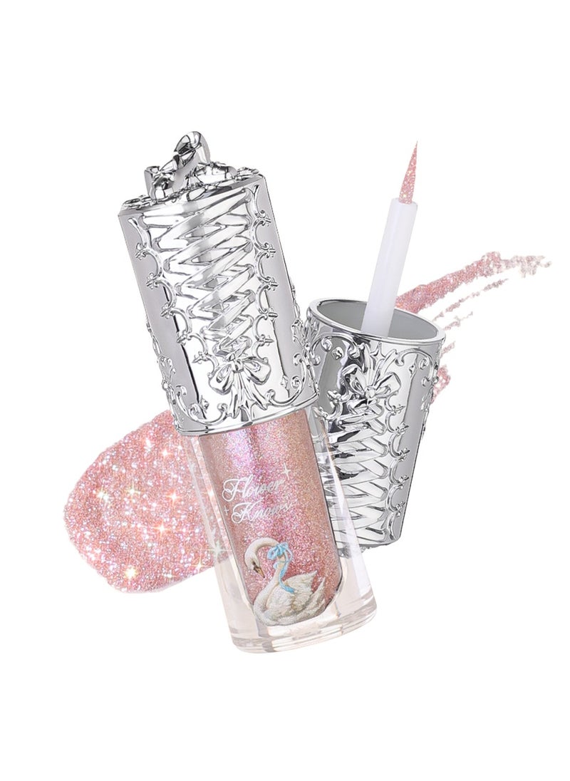 Flower Knows Swan Ballet Liquid Eyeshadow Pearl Fine Glitter Long-Lasting Quick Dry Shimmer Dust Skins Eyeshadow 4g (05 Cracking Crystal)  - Image 1