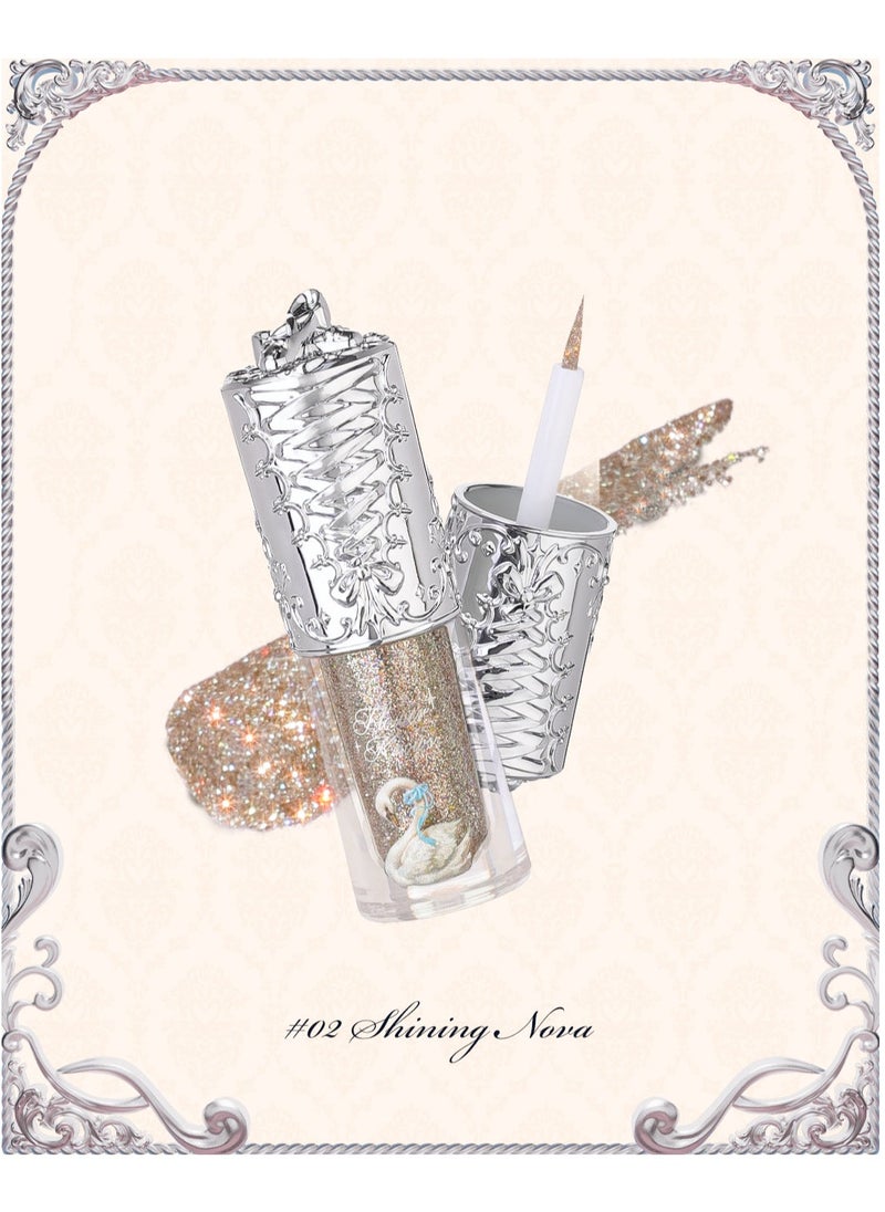 Flower Knows Swan Ballet Liquid Eyeshadow Pearl Fine Glitter Long-Lasting Quick Dry Shimmer Dust Skins Eyeshadow 4g (05 Cracking Crystal)  - Image 2