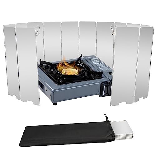LFSEMINI Stove Windscreen, 16 Plates Aluminum Stove Windshield with Drawstring Bag, for Camping, Butane Stoves - Image 1