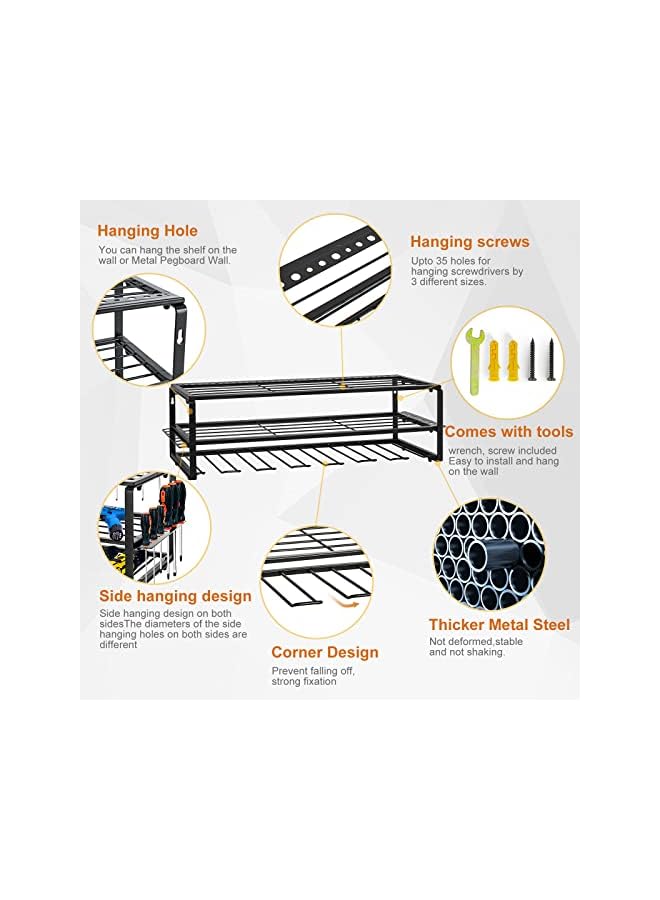 erorex 3-Tier Power Tool Organizer, Perfect for 5 Drills, Cordless Drill Storage, Wall Mount Drill Holder 66x20x19cm for Garage Workshop Warehouse Tool Room - Image 4