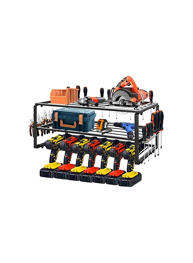 erorex 3-Tier Power Tool Organizer, Perfect for 5 Drills, Cordless Drill Storage, Wall Mount Drill Holder 66x20x19cm for Garage Workshop Warehouse Tool Room - Image 2