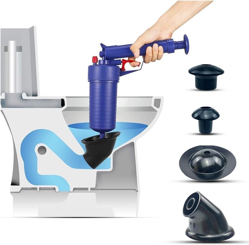 Snivy Snivy Toilet Plunger Set High Pressure Air Drain Pump Blaster Gun Sink Opener Cleaner Pump Dredge Tool for Toilet Bathroom Kitchen ABS Polished Toilet Sink Plunger with 4 Suckers (1pcs)  - Image 1
