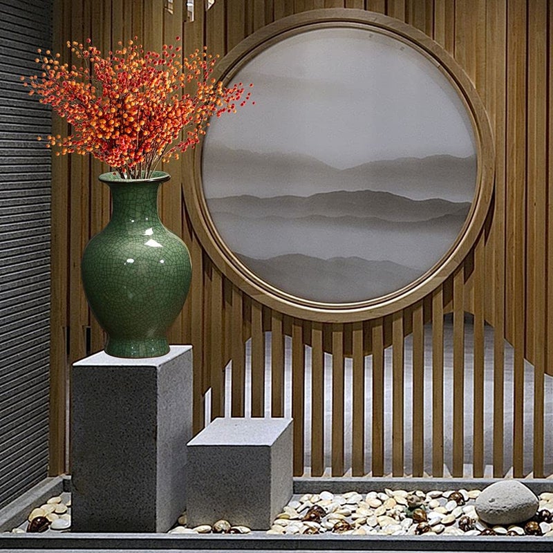 LANLONG Chinese Ceramic Art Handmade Antique ice Crack Glaze vases Big China Porcelain Flower Bottle Vase for Home Decoration(Green) - Image 3