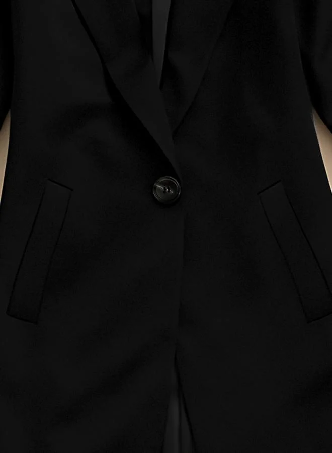 Take Two Black Midi Blazer with Stripe Detail