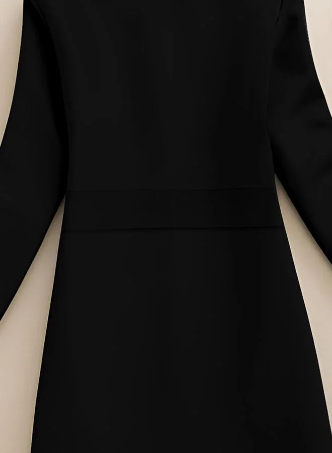 Take Two Black Midi Blazer with Stripe Detail