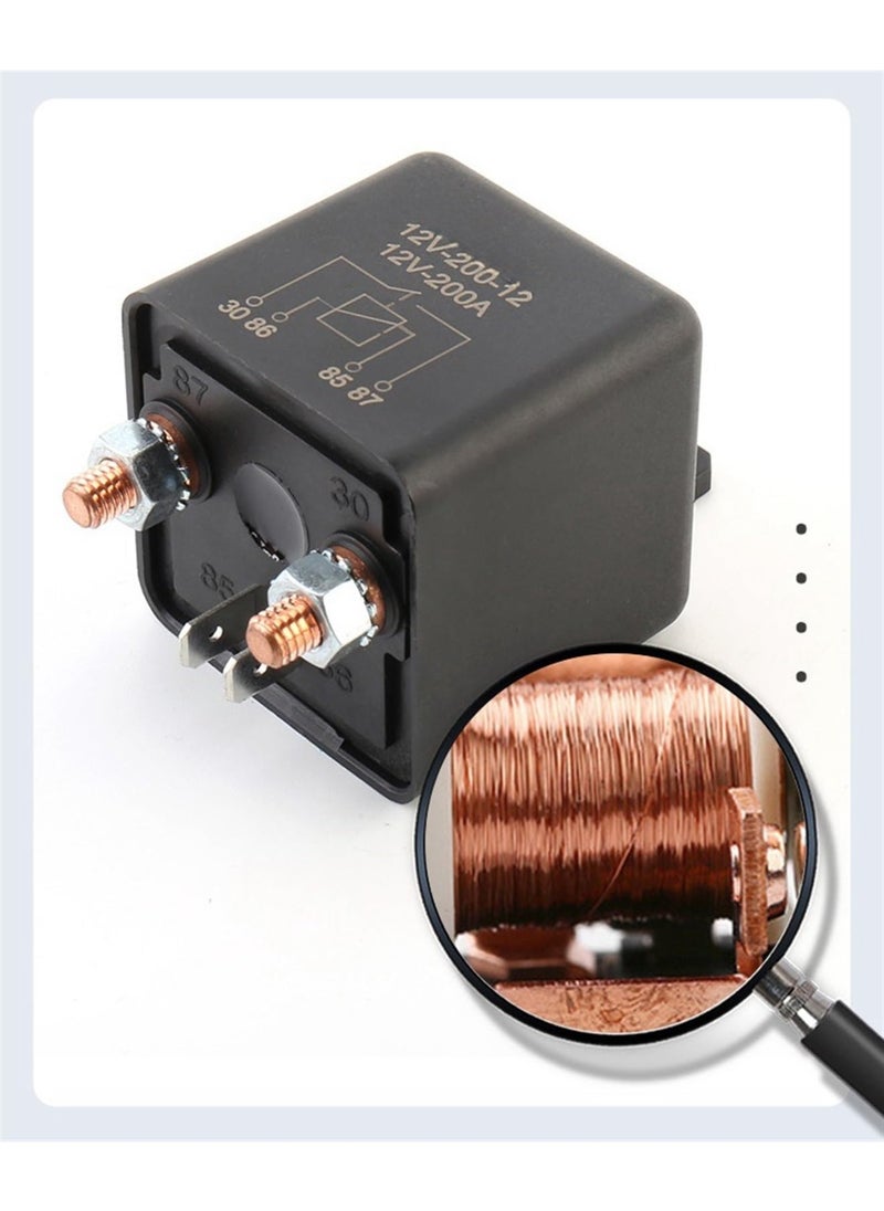 12v Continuous Duty Relay, 4-pin High-Current Starter Relay(Size:200A)