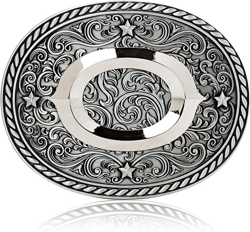 Itera Western Cowboy/Cowgirl Initial Belt Buckle-Silver- Large Letter Buckles for Men and Women - Custom Girls/Boys - Image 1