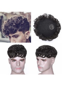 SEGO SEGO Mens Toupee Human Hair Topper for Women With Short Hair 150 Density 16x19cm Mono Base Real Human Hair 4 Inch Short Curly Hairpiece Replacement Wig Natural Black mix White 
