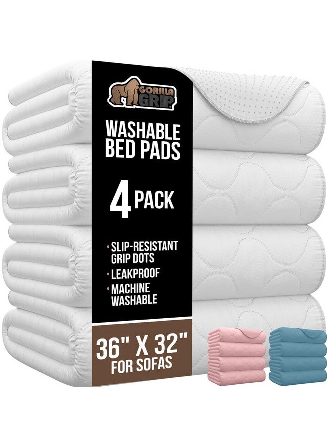 Gorilla Grip GORILLA GRIP Washable Underpads, Waterproof Reusable Heavy Absorbency Incontinence Bed Pads, Leak Proof Toddler Mattress Pad, 36x32 4 Pack, Slip Resistant for Bedwetting, Adults and Kids, White - Image 1