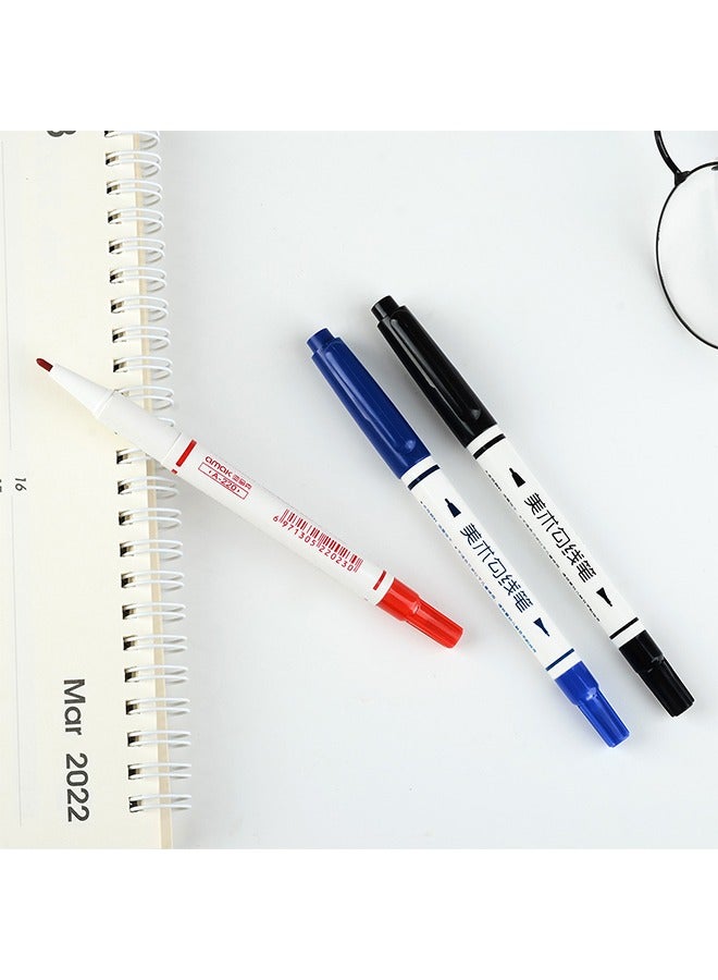 Generic 3PCS Fine Tip Twin Marker Pen Black,Red，Blue  - Image 2