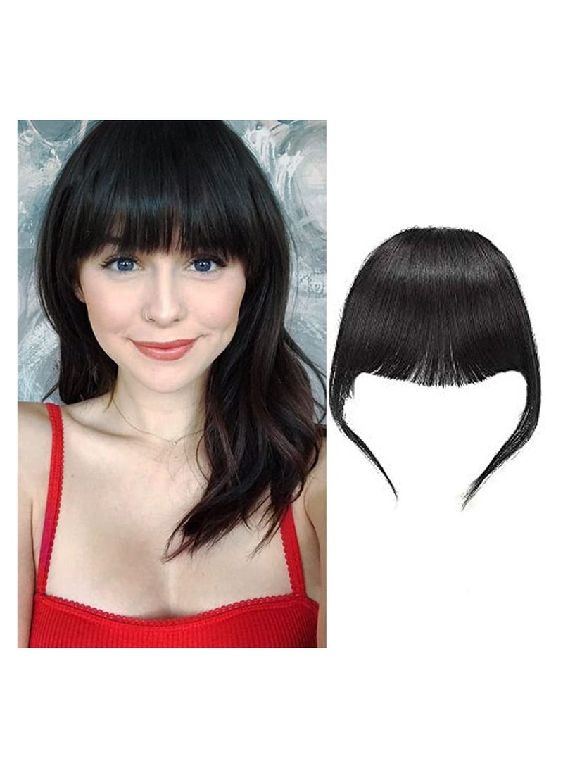Estelle Clip Bangs Human Hair Extension Wispy Hair Bangs with Temple Colour 1B Black Whispy Bang - Image 1