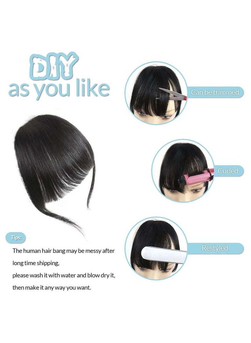 Estelle Clip Bangs Human Hair Extension Wispy Hair Bangs with Temple Colour 1B Black Whispy Bang - Image 5