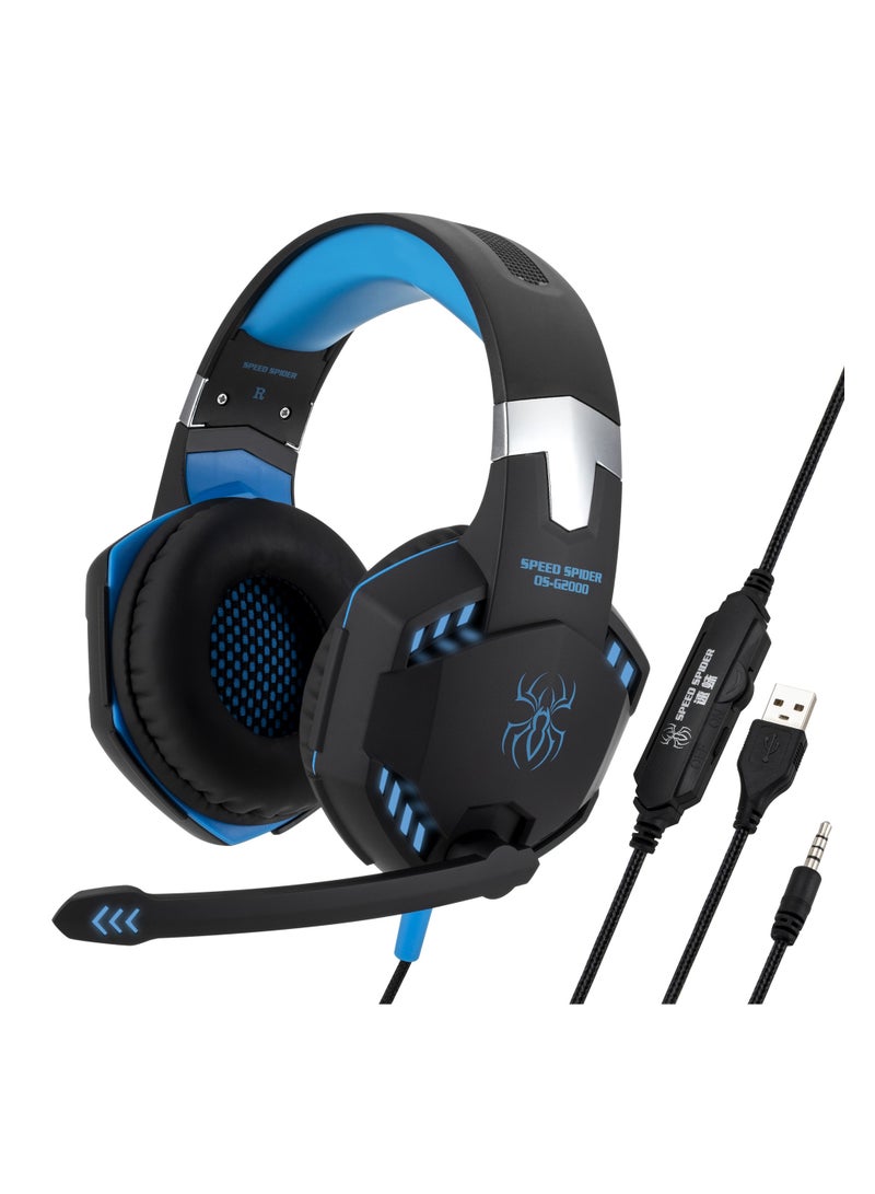 Over-Ear Wired Gaming Headphones With Led Light, 3D Surround Sound Noise Cancelling Mic, Deep Bass, Comfortable Earpads For Computer  Console