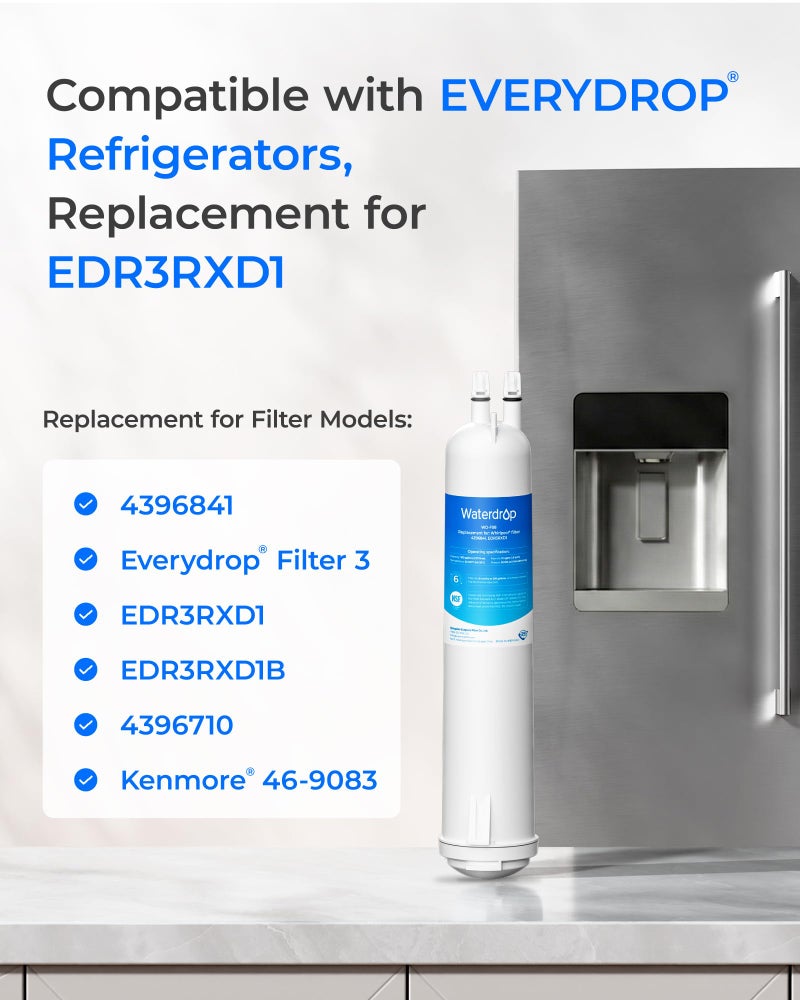 Waterdrop WD-F08 Replacement for 4396841, EverydropÂ® Filter 3, EDR3RXD1, 4396710, KenmoreÂ® 46-9083, 46-9030, Refrigerator Water Filter, 2 Filters - Image 4