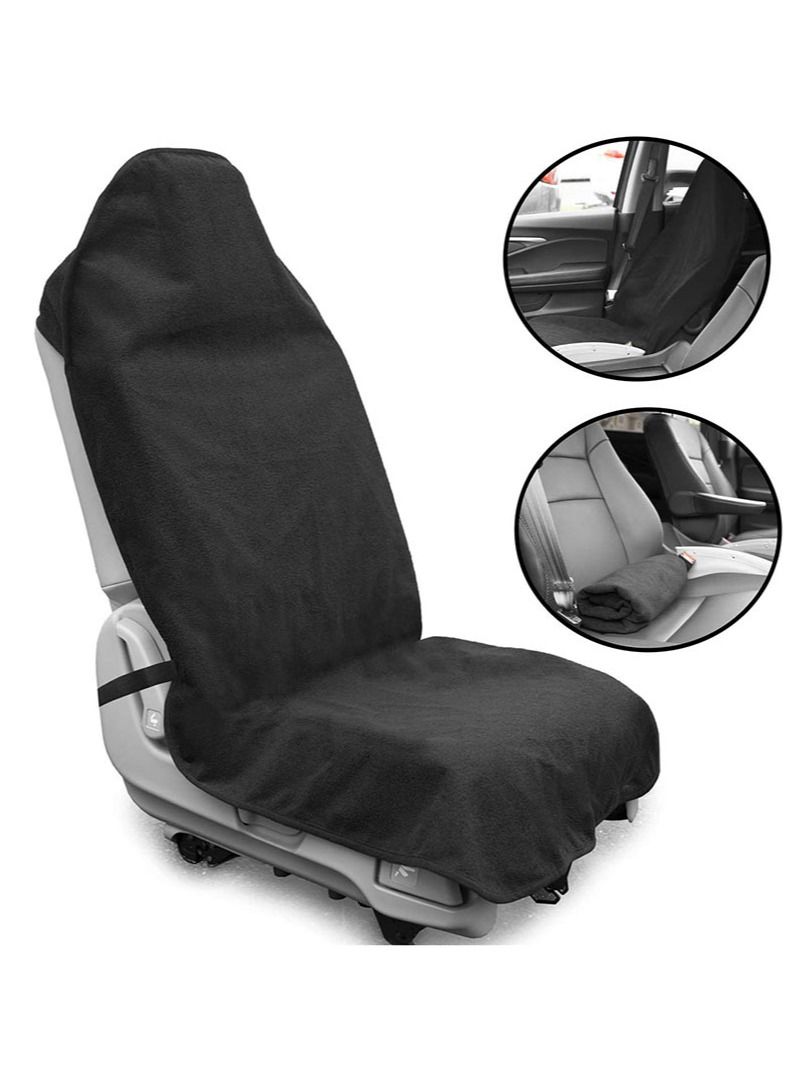 Car Seat Covers Multifunctional Sweat Towel Car Seat Cover Mat Portable Towel Car Seat Protector Towel Seat Cover Black - Image 1
