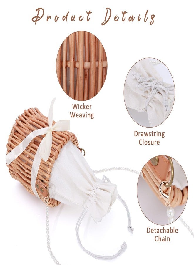 KUANG! Natural Handwoven Wicker Handbag Small Rattan Pearl Basket Purse Straw Beach Crossbody Bag for Women - Image 5