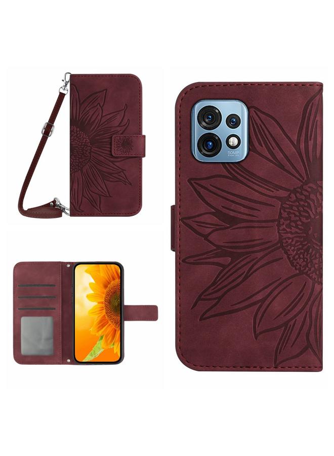 S-TOP Case For Motorola Edge+ 2023 HT04 Skin Feel Sun Flower Embossed Flip Leather Phone Case with Lanyard - Image 1