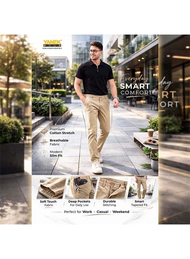 YANEK Men’s Slim Fit Chino Trousers – Stretch Cotton Pants | Casual & Formal Wear | Multiple Colors & Sizes - Image 5