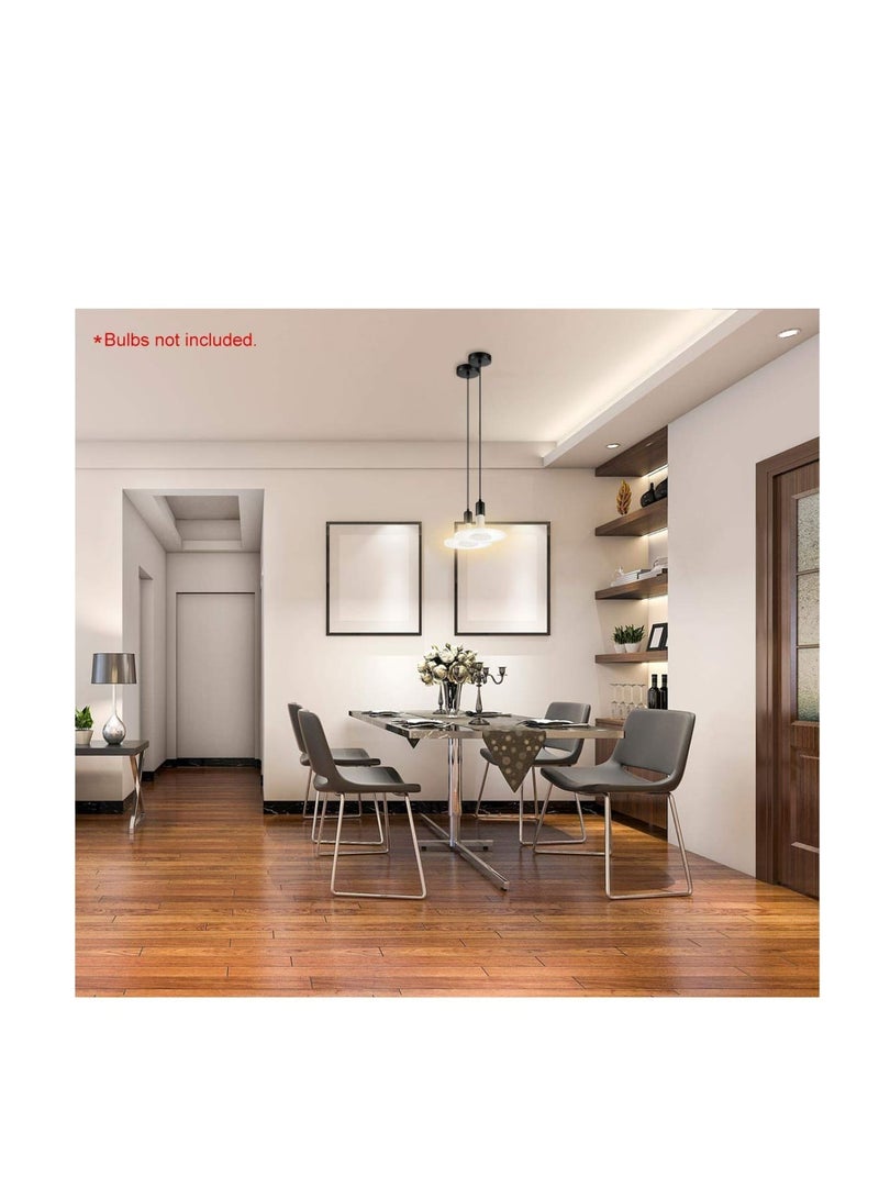 Suntown Ceiling Pendant & Lamp Holder, Metal Pendant Light Fitting, E27 Lamp Holder, Fitting Set with Braided Fabric Cable (Black) - Image 3