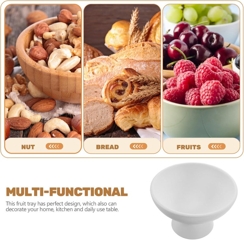 Yardwe Footed Ceramic Fruit Bowl  511 Inch Decorative Serving Tray for Desserts Snacks and Fruits Ideal for Kitchen Counter Parties and Dining Table Decor White - Image 2