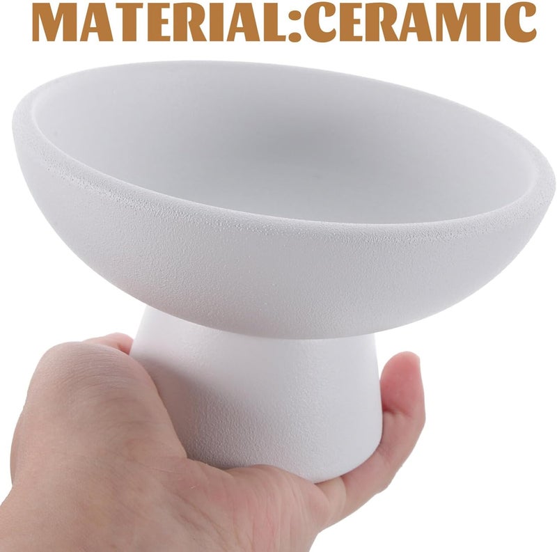 Yardwe Footed Ceramic Fruit Bowl  511 Inch Decorative Serving Tray for Desserts Snacks and Fruits Ideal for Kitchen Counter Parties and Dining Table Decor White - Image 4