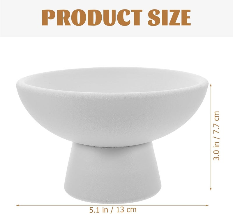 Yardwe Footed Ceramic Fruit Bowl  511 Inch Decorative Serving Tray for Desserts Snacks and Fruits Ideal for Kitchen Counter Parties and Dining Table Decor White - Image 3