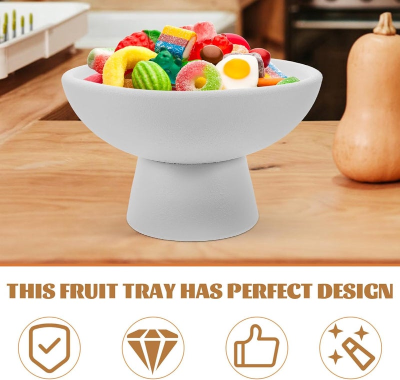 Yardwe Footed Ceramic Fruit Bowl  511 Inch Decorative Serving Tray for Desserts Snacks and Fruits Ideal for Kitchen Counter Parties and Dining Table Decor White - Image 5