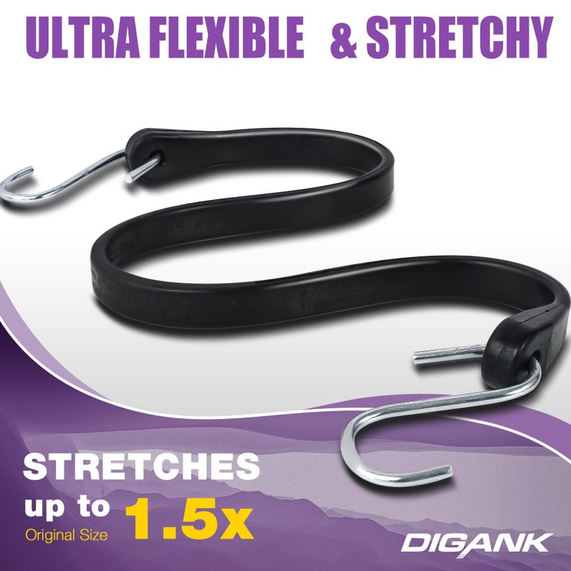 Digank Bungee Cords with Hooks (20 Pack) Heavy Duty Outdoor Rubber Tarp Straps in 10", 15", 21", 31" Sizes, Crimped S Hooks for Securing Cargo, Bikes, Camping Gear, Luggage - Max Stretch 1.5X, Load 180 lbs - Image 2