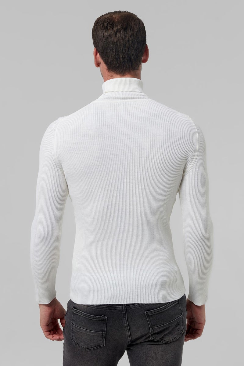 twn Slim Fit Ecru Rib Knitted Sweater 9EC060631764M  - Image 3
