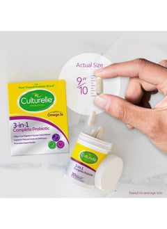 Culturelle 3In1 Complete Probiotic Daily Formula Once Per Day Probiotic Supplement Helps Your Digestive System Work Better Supports Natural Immune Defenses Plus Omega 3 Nongmo 30 Count  - Image 4
