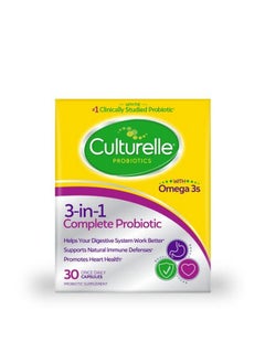 Culturelle 3In1 Complete Probiotic Daily Formula Once Per Day Probiotic Supplement Helps Your Digestive System Work Better Supports Natural Immune Defenses Plus Omega 3 Nongmo 30 Count  - Image 1