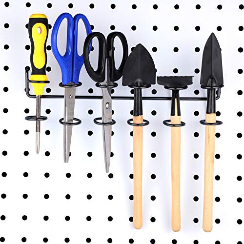 Ripeng Pegboard Screwdriver Holders Peg Board Organizer Accessories Multi Ring Tool Holders Six Tool Organizer Racks for Pegboard, Pliers(Black,4 Pieces) - Image 5