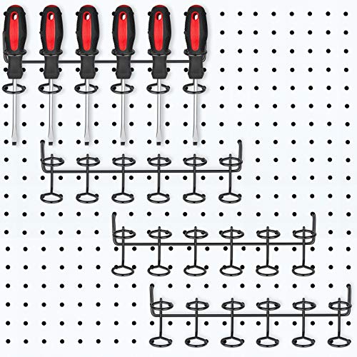 Ripeng Pegboard Screwdriver Holders Peg Board Organizer Accessories Multi Ring Tool Holders Six Tool Organizer Racks for Pegboard, Pliers(Black,4 Pieces) - Image 1