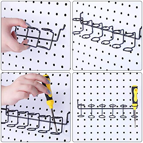 Ripeng Pegboard Screwdriver Holders Peg Board Organizer Accessories Multi Ring Tool Holders Six Tool Organizer Racks for Pegboard, Pliers(Black,4 Pieces) - Image 3