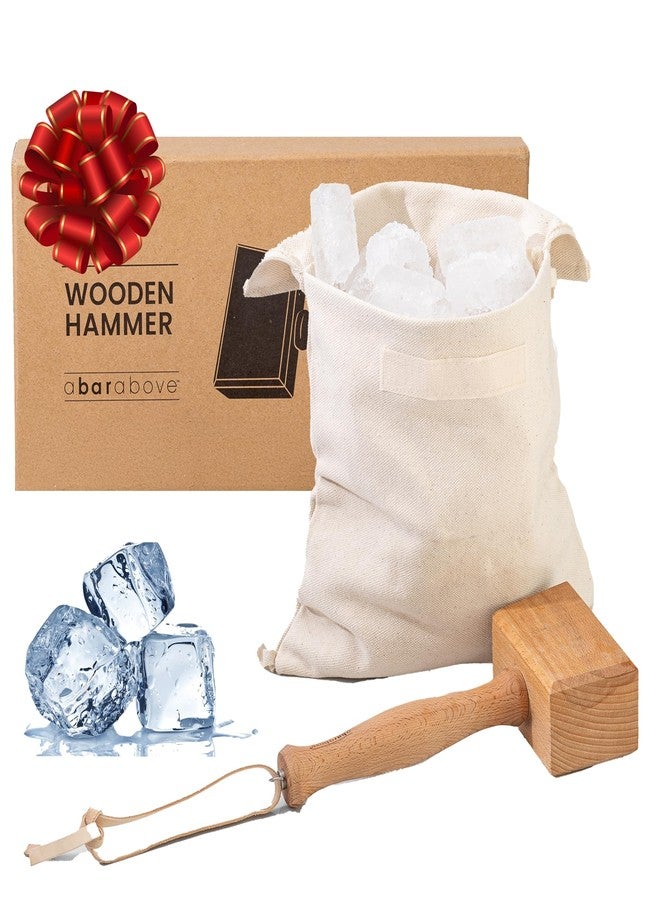 A Bar Above Wooden Ice Mallet and Lewis Bag, Includes Extra Large Manual Ice Crusher, Premium Canvas Lewis, Professional Grade Hammer, and Bag, for Bartender Kit, for Cocktails, 2 Pcs - Image 1