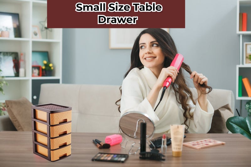Nabhya Cosmetic & Make-up Organizers Small Size Drawer Table Drawer System Organizer Rack (4 Drawer, Beige) - Image 2