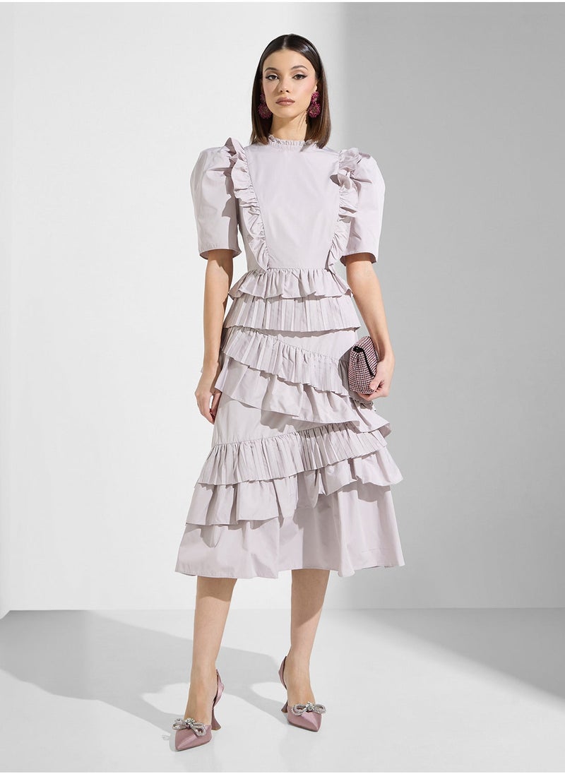 True Decadence High Neck Ruffle Detailed Dress  - Image 1