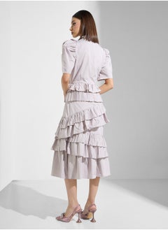 True Decadence High Neck Ruffle Detailed Dress  - Image 3